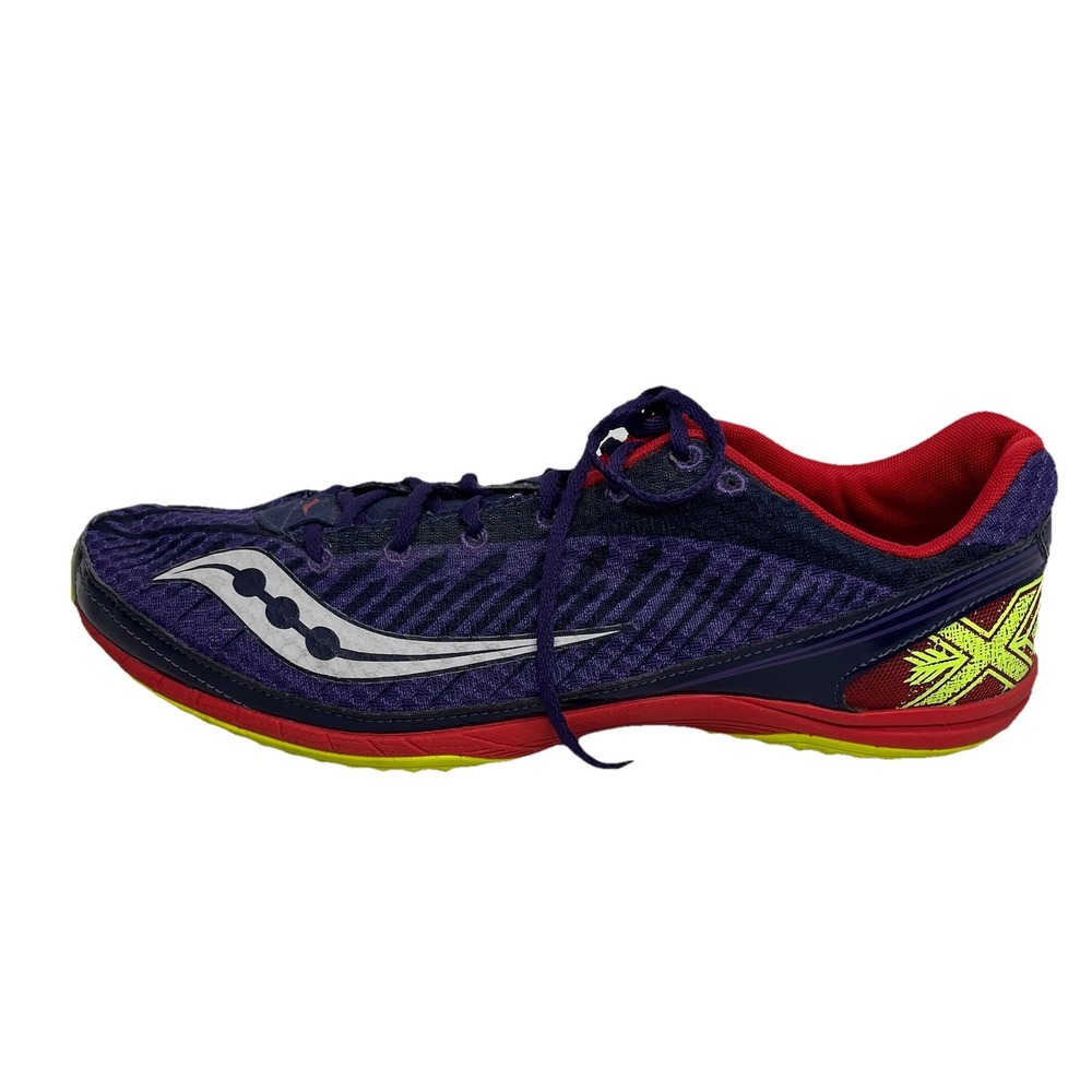 Saucony Kilkenny XC5 Mens 11.5 Cross Country Racing Flats Purple Yellow Track